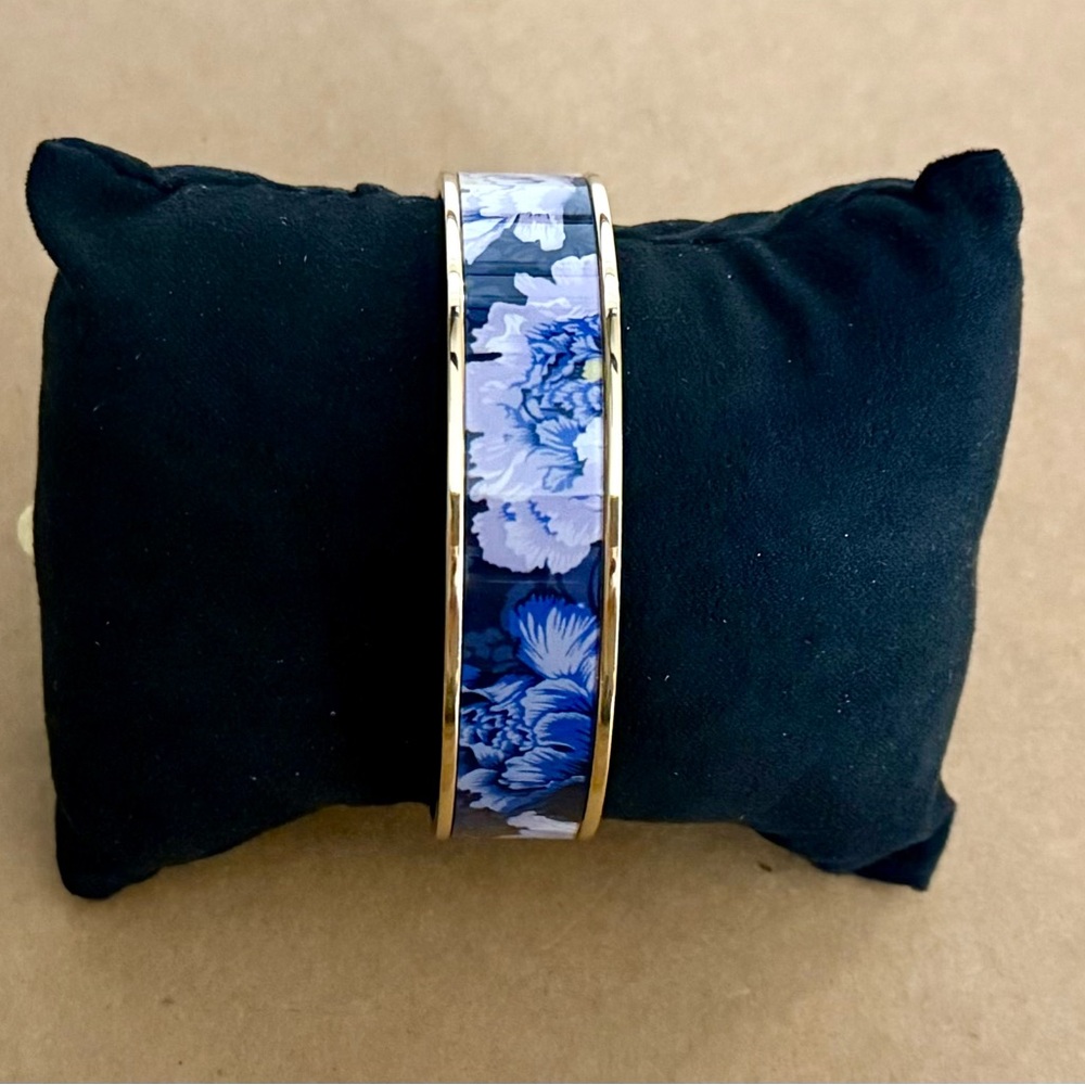 Coach Blue Floral Bracelet with Gold Accents